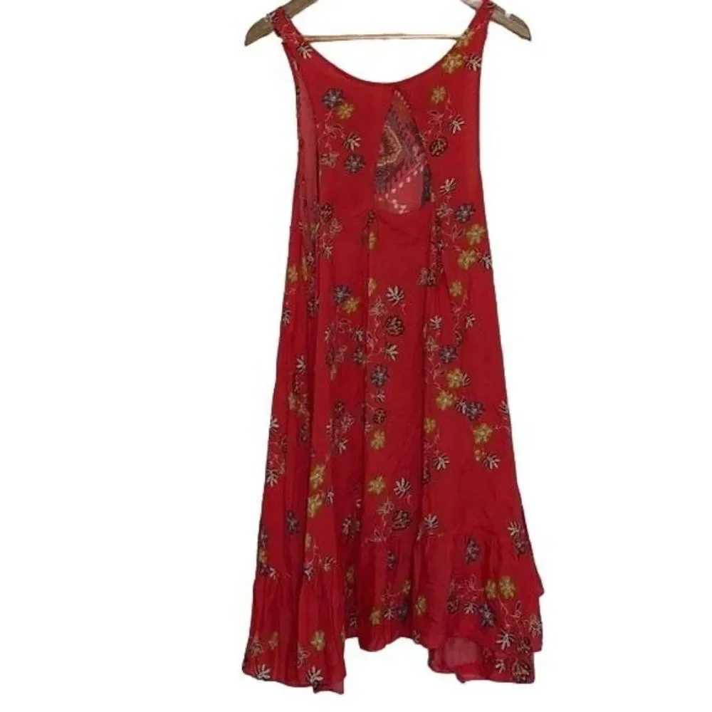Free People Medium Vibrant Orange Flowy Midi Tank Dress Boho Festival Vacation - Picture 4 of 8